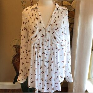 Anthropologie Maeve Mushroom Tunic Blouse